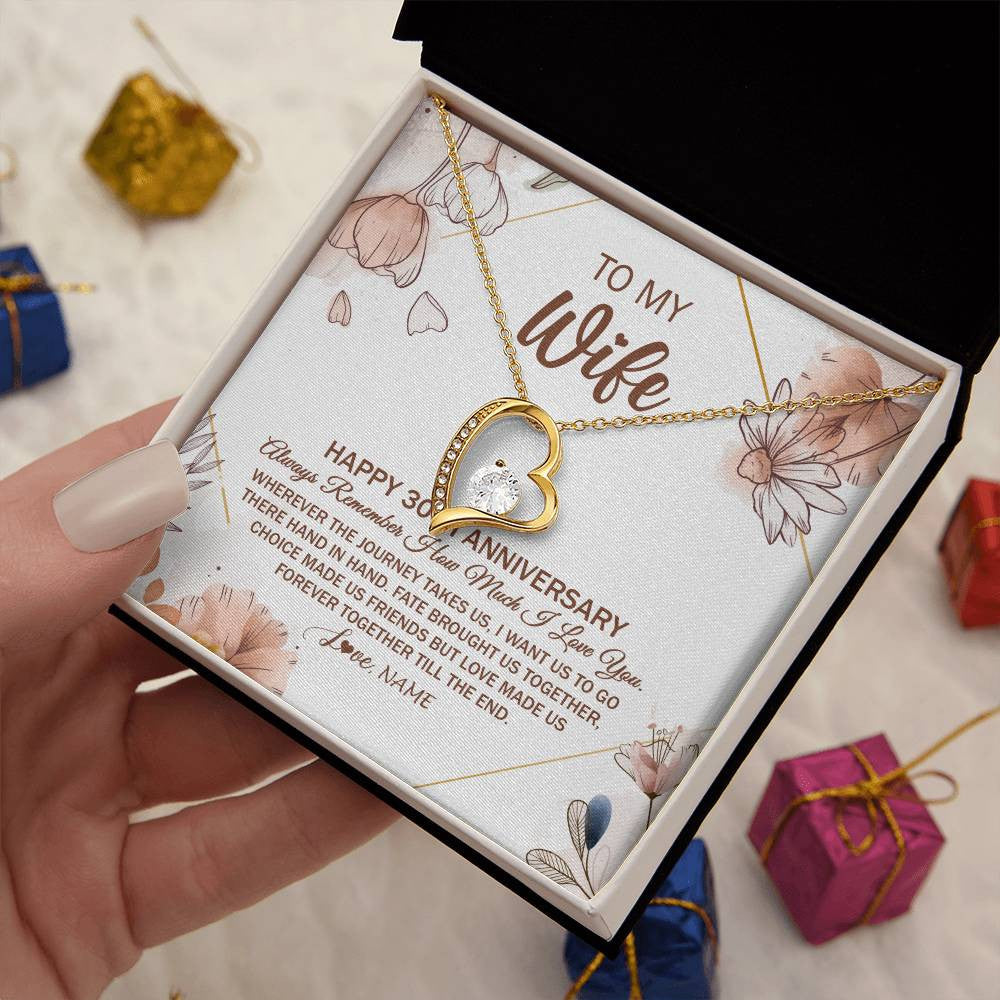 Personalized To My Wife Necklace From Husband 30 Years Anniversary For Her 30th Anniversary 30 Years Wedding Anniversary For Her Customized Gift Box Message Card