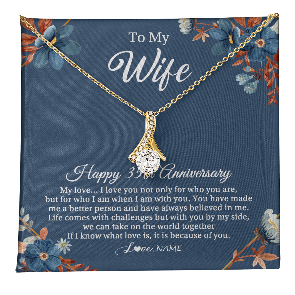 Personalized To My Wife Necklace From Husband 35 Years Wedding Anniversary For Her 35th Anniversary For Her 35 Years Anniversary Customized Gift Box Message Card