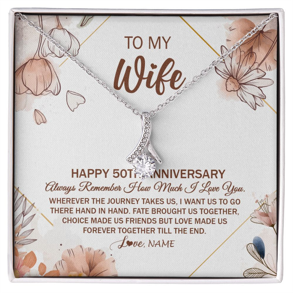 Personalized To My Wife Necklace From Husband 50 Years Anniversary For Her 50th Anniversary 50 Years Wedding Anniversary For Her Customized Gift Box Message Card
