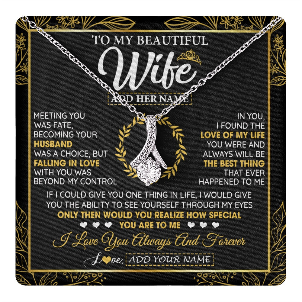 Personalized To My Wife Necklace From Husband Metting You Wife Birthday Soulmate Valentines Gifts For Christmas Mothers Day Custom Gift Box Message Card