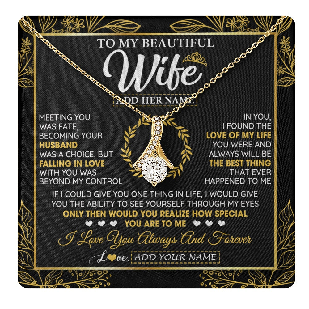 Personalized To My Wife Necklace From Husband Metting You Wife Birthday Soulmate Valentines Gifts For Christmas Mothers Day Custom Gift Box Message Card