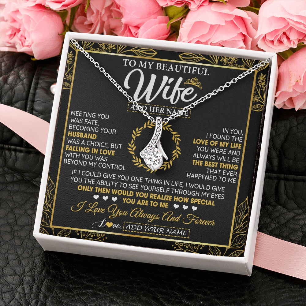 Personalized To My Wife Necklace From Husband Metting You Wife Birthday Soulmate Valentines Gifts For Christmas Mothers Day Custom Gift Box Message Card