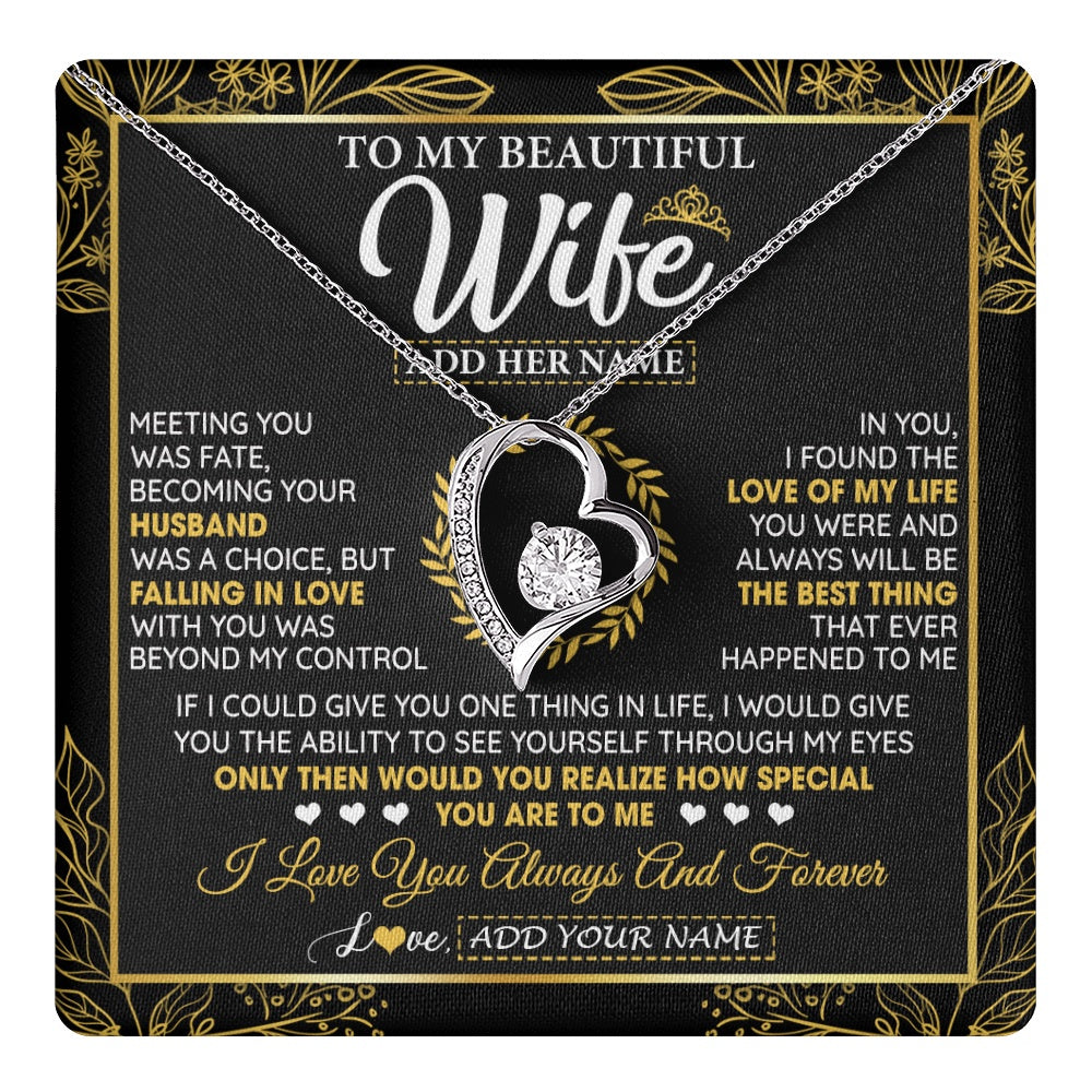 Personalized To My Wife Necklace From Husband Metting You Wife Birthday Soulmate Valentines Gifts For Christmas Mothers Day Custom Gift Box Message Card