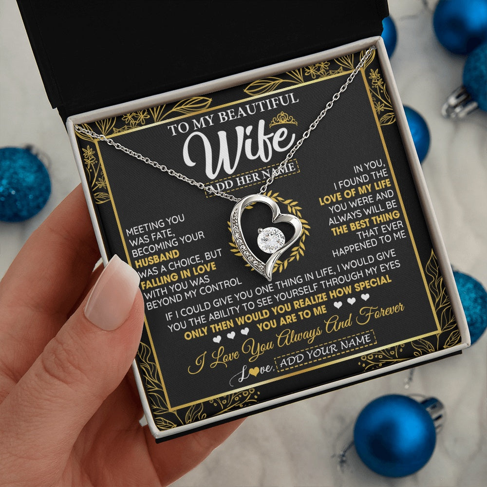 Personalized To My Wife Necklace From Husband Metting You Wife Birthday Soulmate Valentines Gifts For Christmas Mothers Day Custom Gift Box Message Card