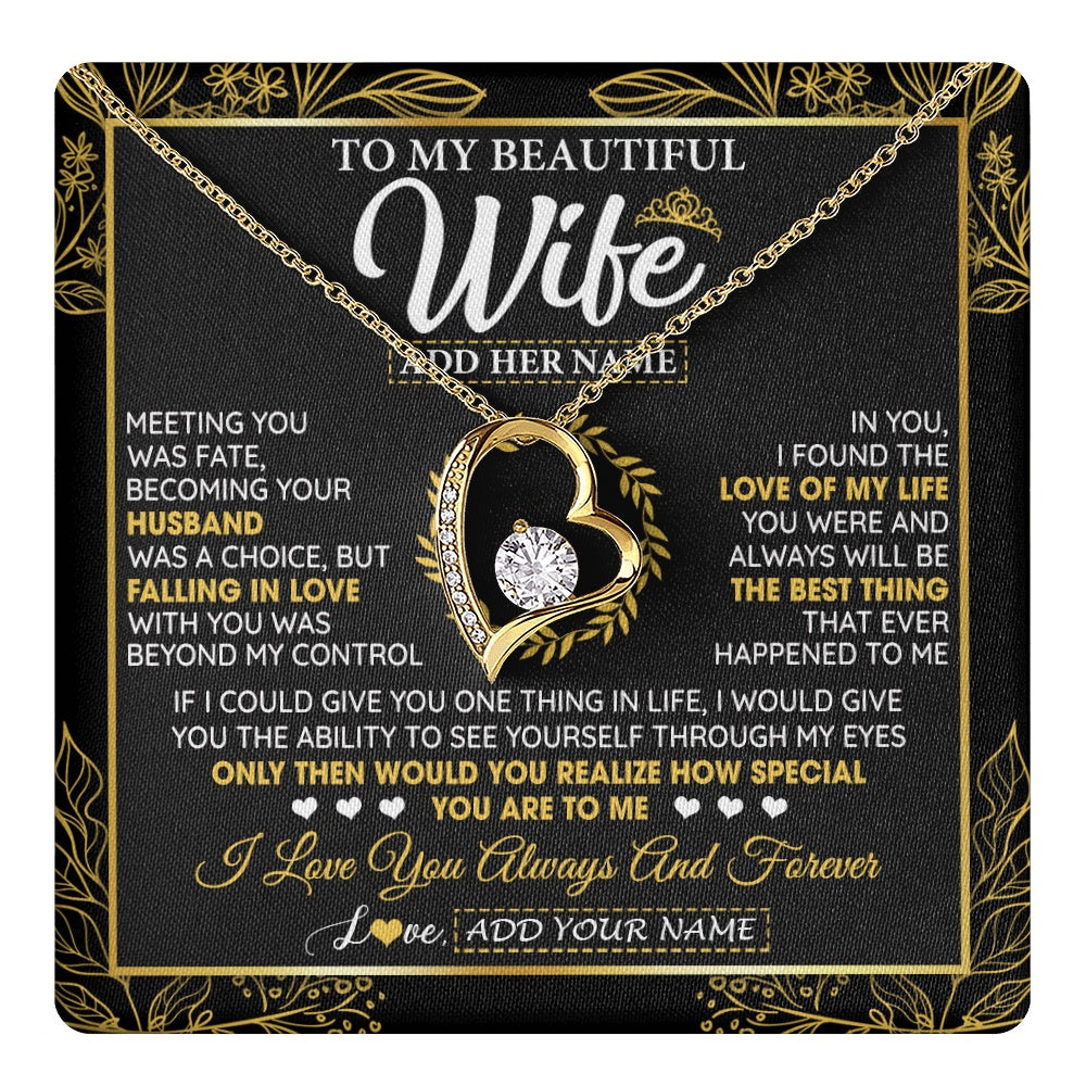 Personalized To My Wife Necklace From Husband Metting You Wife Birthday Soulmate Valentines Gifts For Christmas Mothers Day Custom Gift Box Message Card