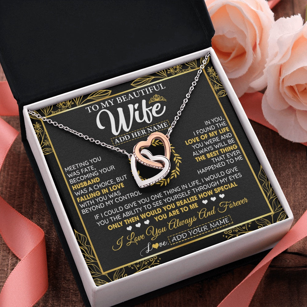 Personalized To My Wife Necklace From Husband Metting You Wife Birthday Soulmate Valentines Gifts For Christmas Mothers Day Custom Gift Box Message Card