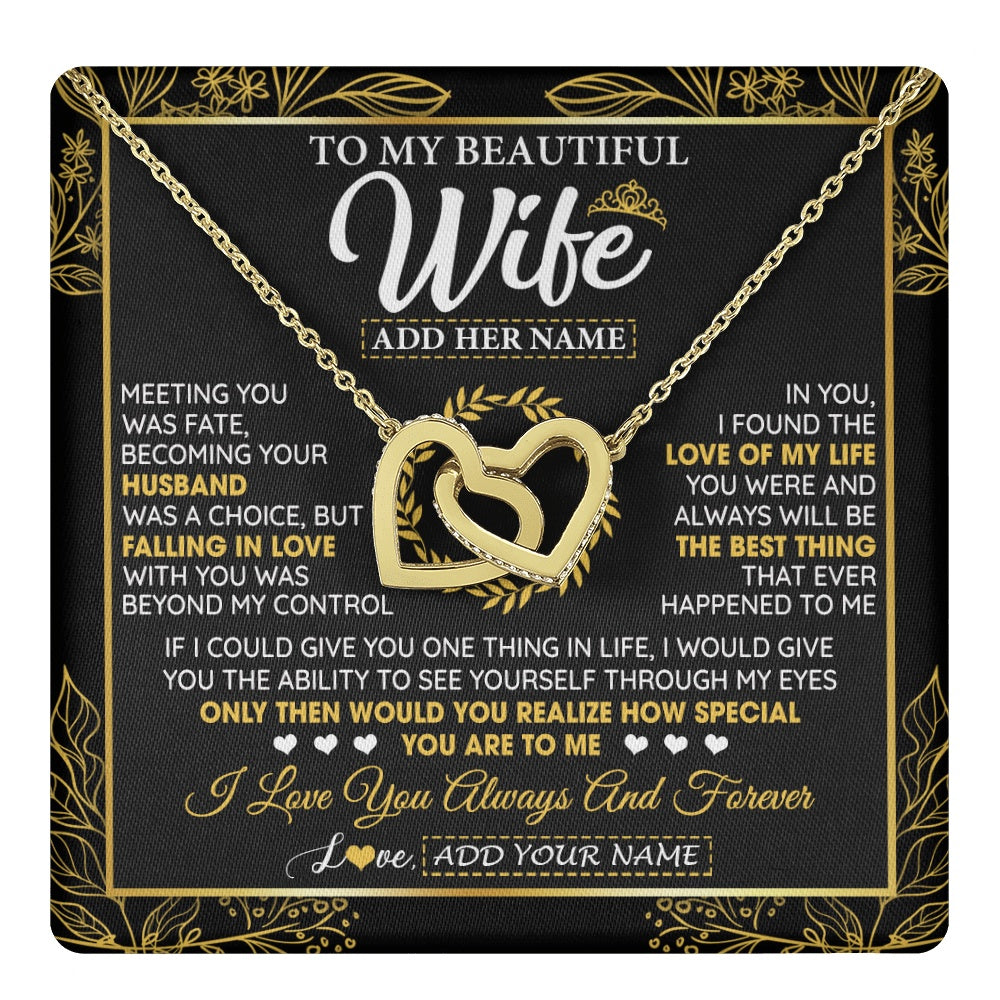 Personalized To My Wife Necklace From Husband Metting You Wife Birthday Soulmate Valentines Gifts For Christmas Mothers Day Custom Gift Box Message Card