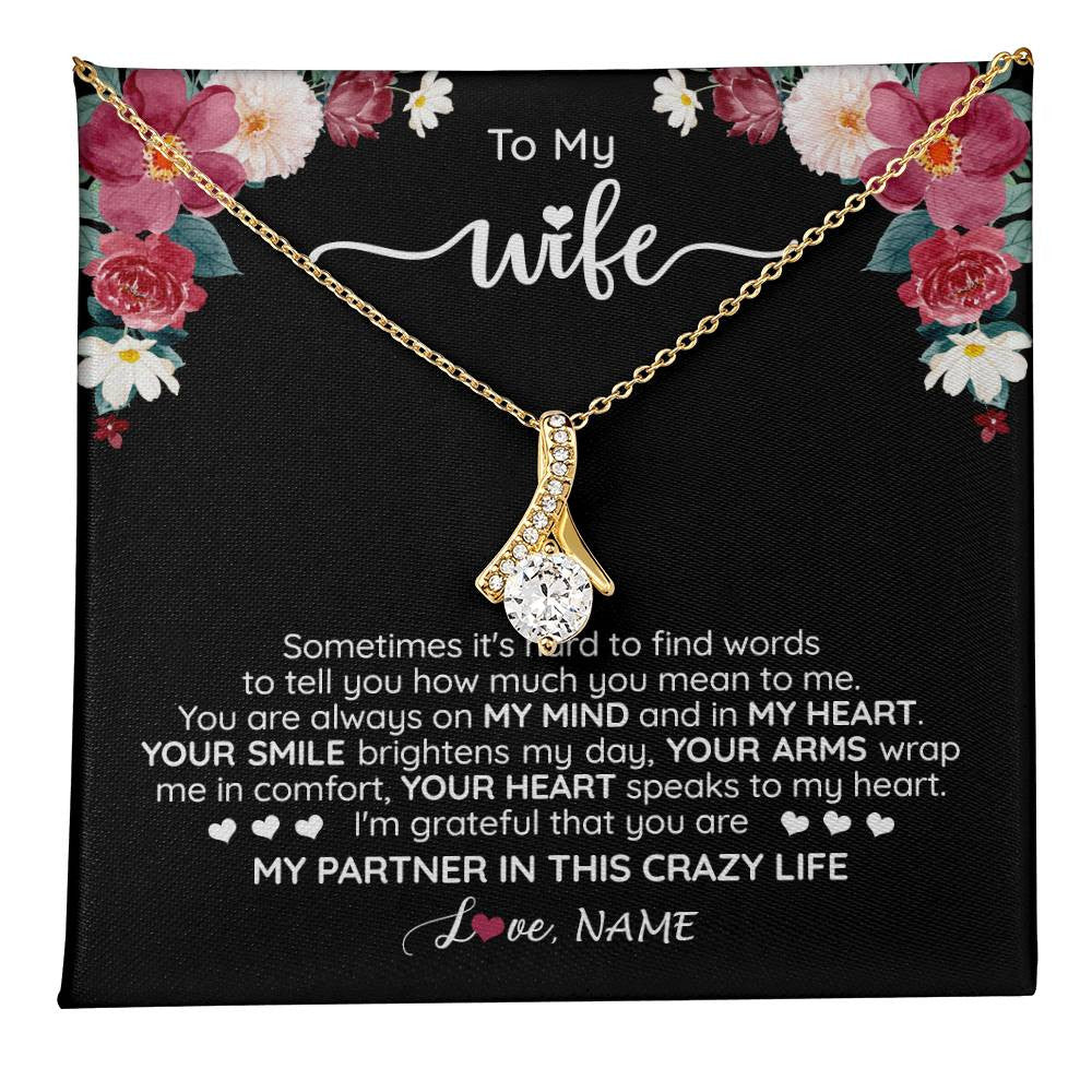 Personalized To My Wife Necklace From Husband You Are My Partner Wife Birthday Anniversary Wedding Valentines Christmas Customized Gift Box Message Card