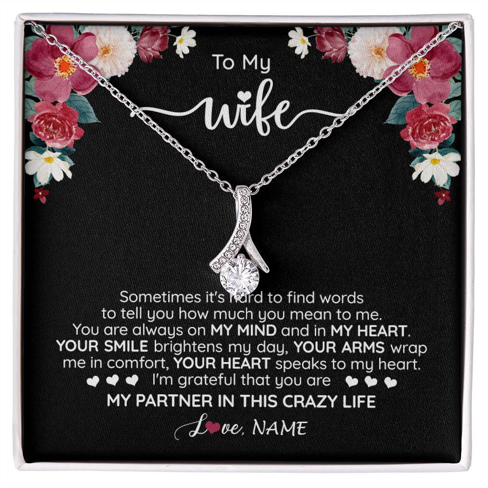 Personalized To My Wife Necklace From Husband You Are My Partner Wife Birthday Anniversary Wedding Valentines Christmas Customized Gift Box Message Card