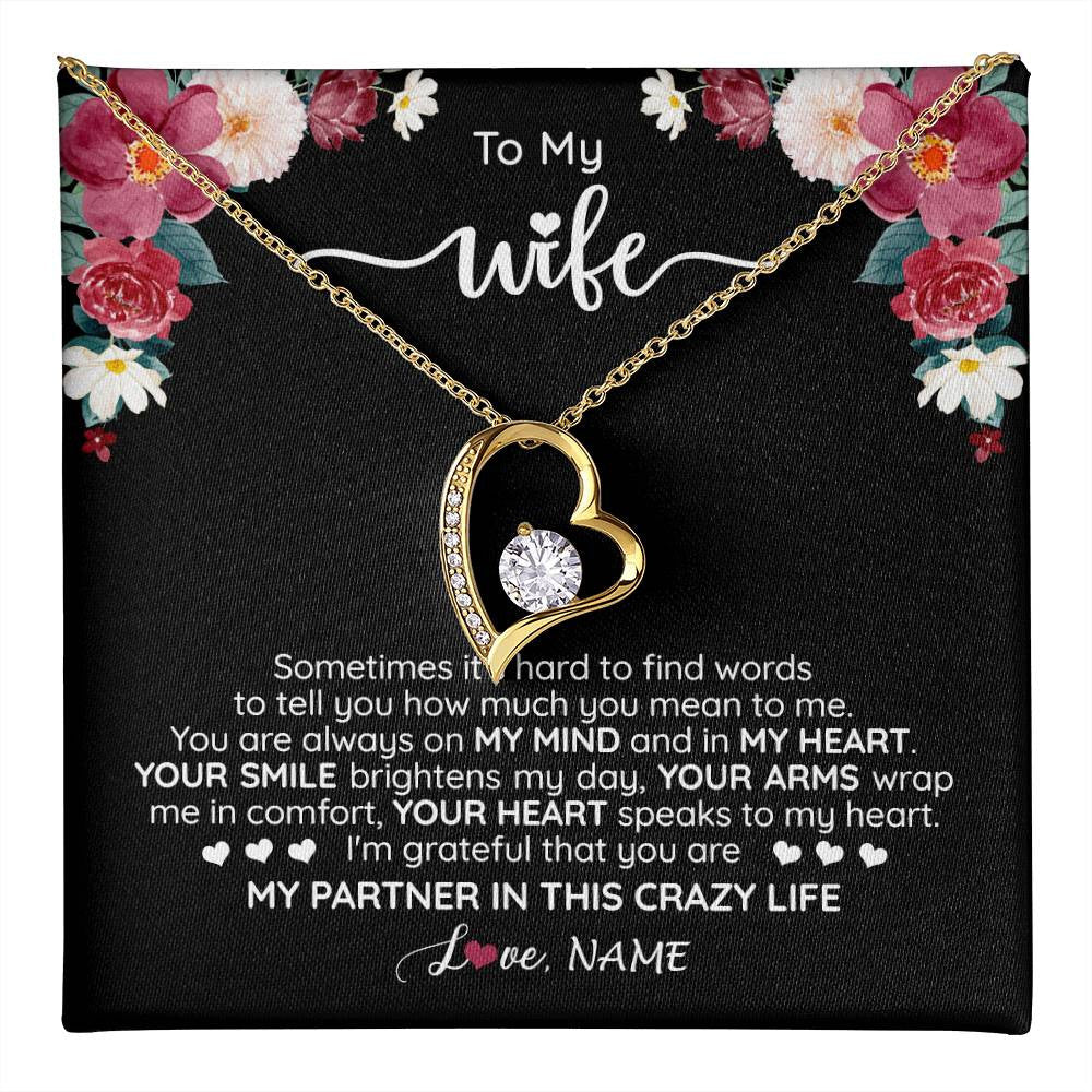 Personalized To My Wife Necklace From Husband You Are My Partner Wife Birthday Anniversary Wedding Valentines Christmas Customized Gift Box Message Card