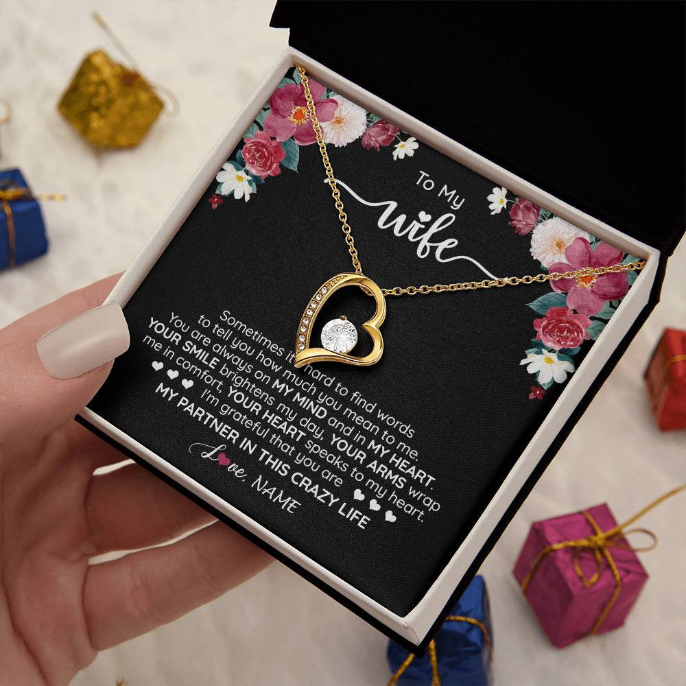 Personalized To My Wife Necklace From Husband You Are My Partner Wife Birthday Anniversary Wedding Valentines Christmas Customized Gift Box Message Card