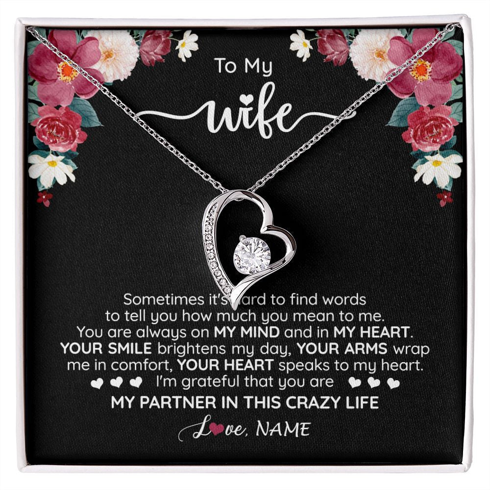 Personalized To My Wife Necklace From Husband You Are My Partner Wife Birthday Anniversary Wedding Valentines Christmas Customized Gift Box Message Card