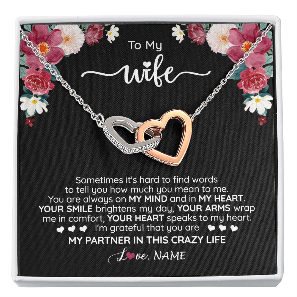 Personalized To My Wife Necklace From Husband You Are My Partner Wife Birthday Anniversary Wedding Valentines Christmas Customized Gift Box Message Card