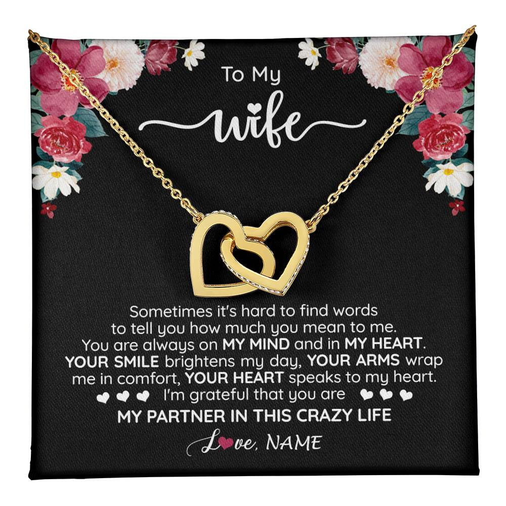 Personalized To My Wife Necklace From Husband You Are My Partner Wife Birthday Anniversary Wedding Valentines Christmas Customized Gift Box Message Card