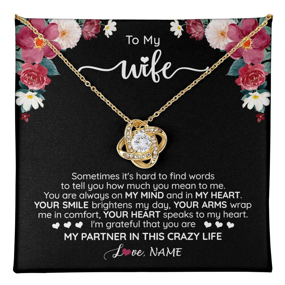 Personalized To My Wife Necklace From Husband You Are My Partner Wife Birthday Anniversary Wedding Valentines Christmas Customized Gift Box Message Card