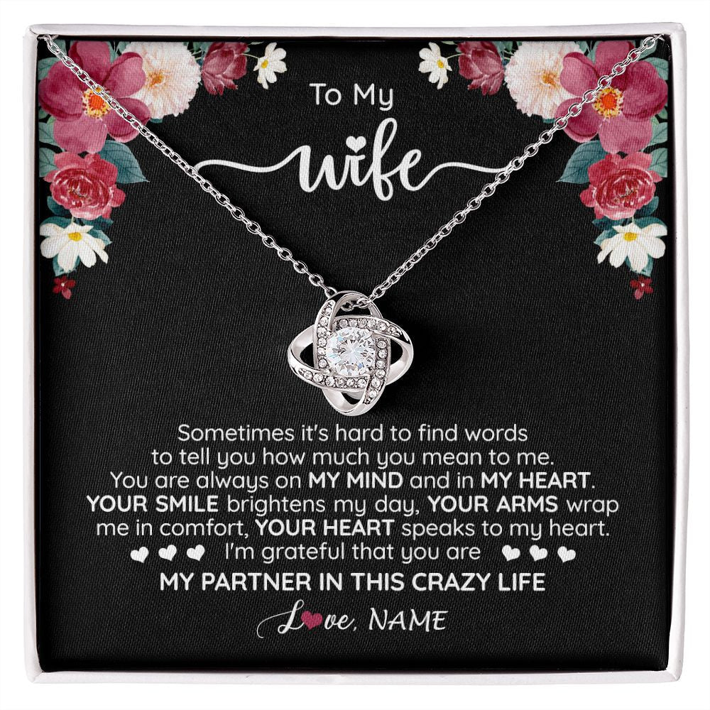 Personalized To My Wife Necklace From Husband You Are My Partner Wife Birthday Anniversary Wedding Valentines Christmas Customized Gift Box Message Card
