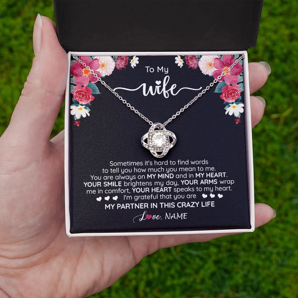 Personalized To My Wife Necklace From Husband You Are My Partner Wife Birthday Anniversary Wedding Valentines Christmas Customized Gift Box Message Card