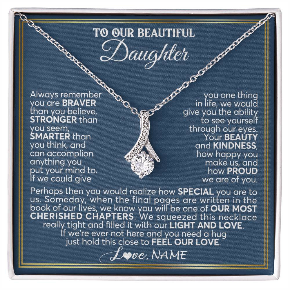 Personalized To Our Beautiful Daughter Necklace From Mom Dad Always Remember Daughter Birthday Graduation Christmas Customized Gift Box Message Card
