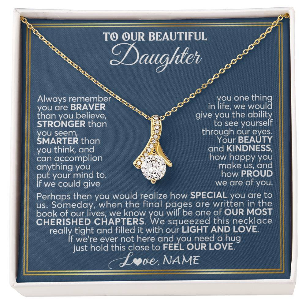 Personalized To Our Beautiful Daughter Necklace From Mom Dad Always Remember Daughter Birthday Graduation Christmas Customized Gift Box Message Card
