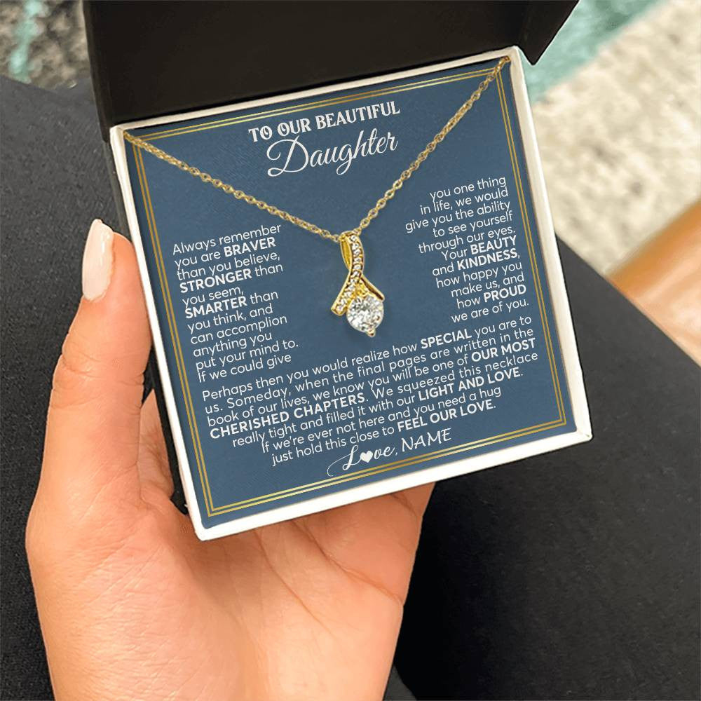 Personalized To Our Beautiful Daughter Necklace From Mom Dad Always Remember Daughter Birthday Graduation Christmas Customized Gift Box Message Card