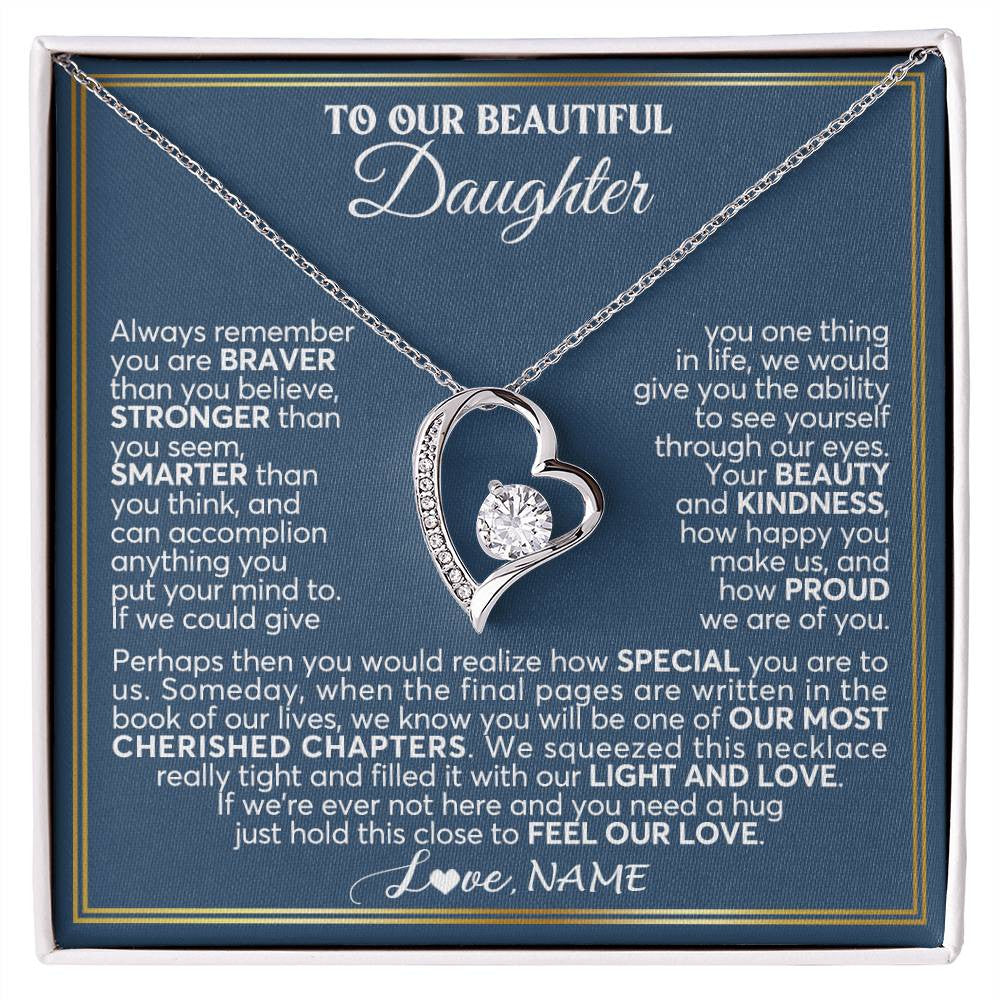 Personalized To Our Beautiful Daughter Necklace From Mom Dad Always Remember Daughter Birthday Graduation Christmas Customized Gift Box Message Card