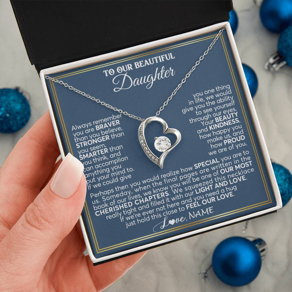 Personalized To Our Beautiful Daughter Necklace From Mom Dad Always Remember Daughter Birthday Graduation Christmas Customized Gift Box Message Card