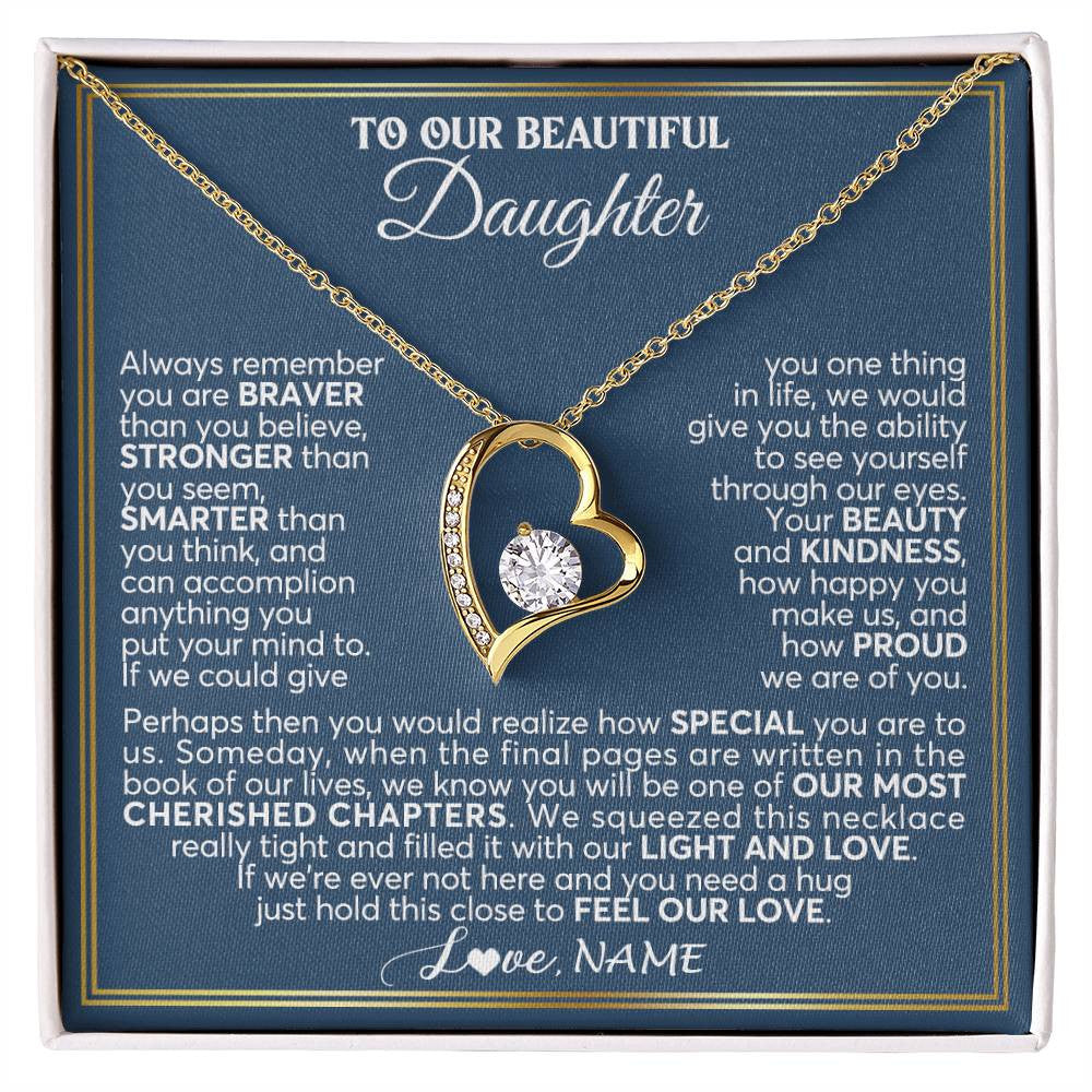 Personalized To Our Beautiful Daughter Necklace From Mom Dad Always Remember Daughter Birthday Graduation Christmas Customized Gift Box Message Card