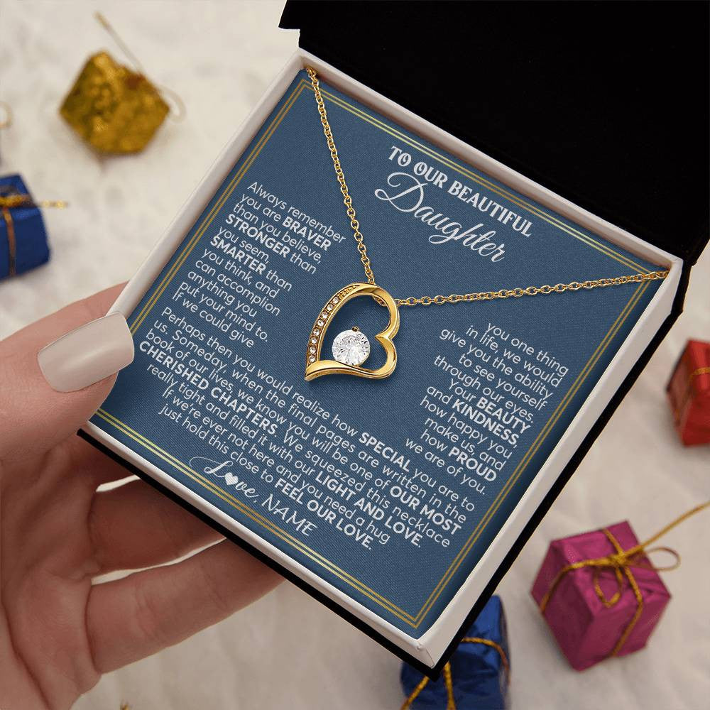 Personalized To Our Beautiful Daughter Necklace From Mom Dad Always Remember Daughter Birthday Graduation Christmas Customized Gift Box Message Card