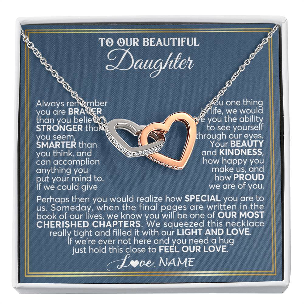 Personalized To Our Beautiful Daughter Necklace From Mom Dad Always Remember Daughter Birthday Graduation Christmas Customized Gift Box Message Card