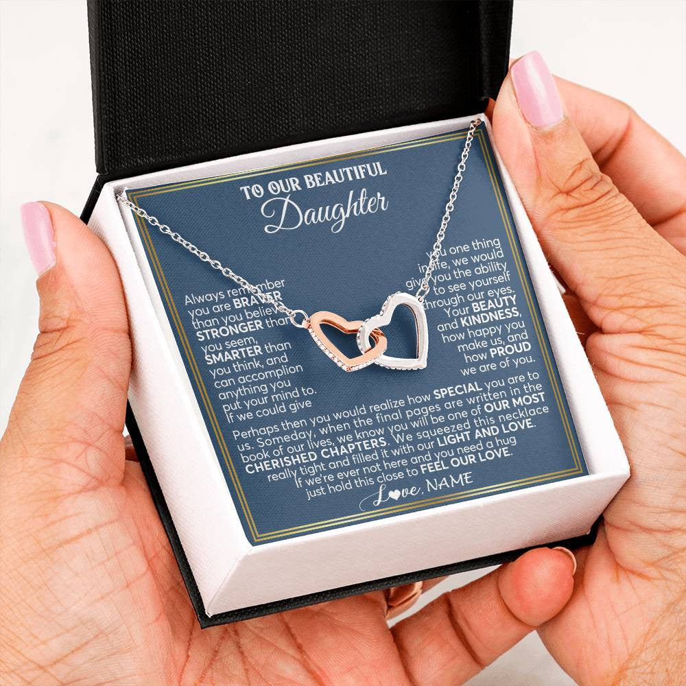 Personalized To Our Beautiful Daughter Necklace From Mom Dad Always Remember Daughter Birthday Graduation Christmas Customized Gift Box Message Card