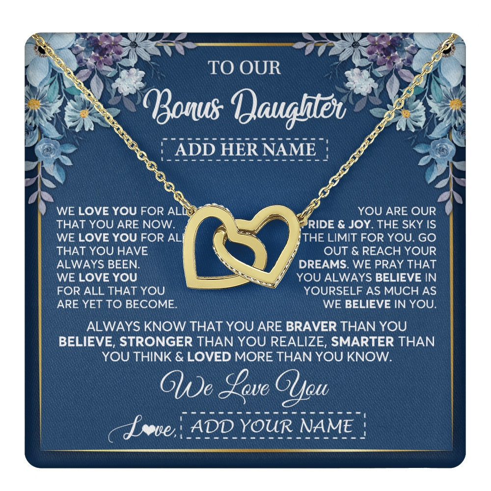 Personalized To Our Bonus Daughter Necklace Gift From Stepdad We Love You Stepdaughter Birthday Graduation Christmas Custom Gift Box Message Card