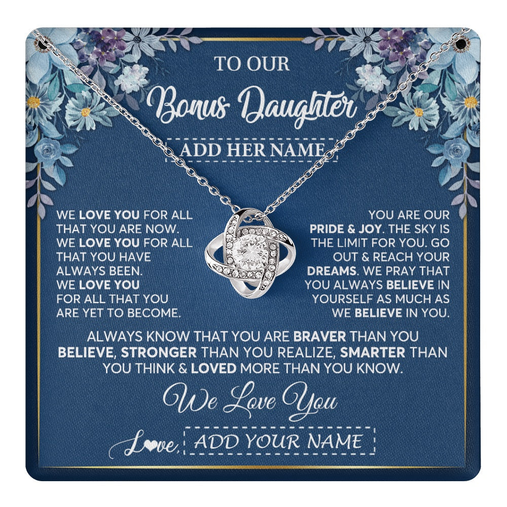 Personalized To Our Bonus Daughter Necklace Gift From Stepdad We Love You Stepdaughter Birthday Graduation Christmas Custom Gift Box Message Card