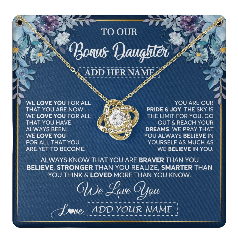 Personalized To Our Bonus Daughter Necklace Gift From Stepdad We Love You Stepdaughter Birthday Graduation Christmas Custom Gift Box Message Card