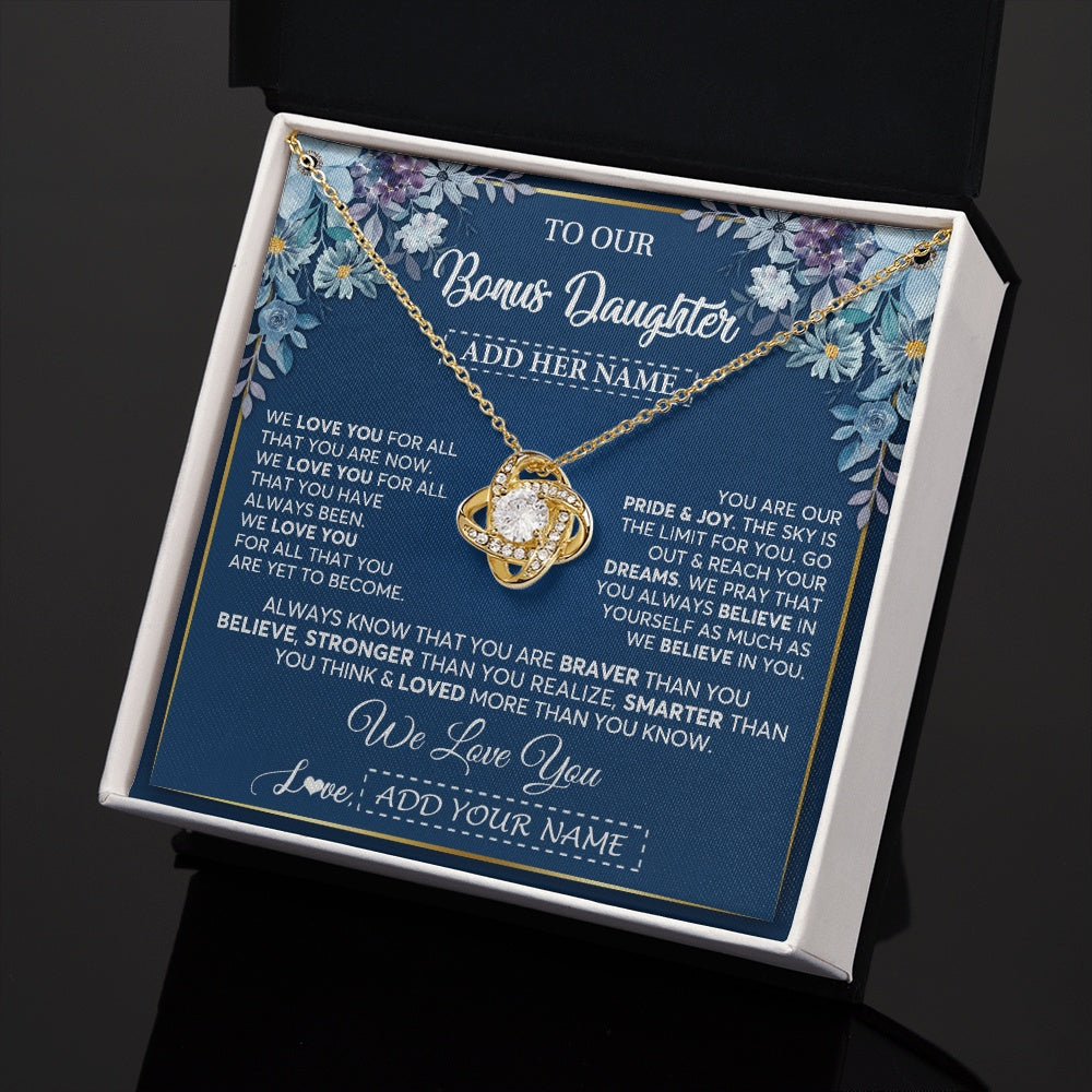 Personalized To Our Bonus Daughter Necklace Gift From Stepdad We Love You Stepdaughter Birthday Graduation Christmas Custom Gift Box Message Card