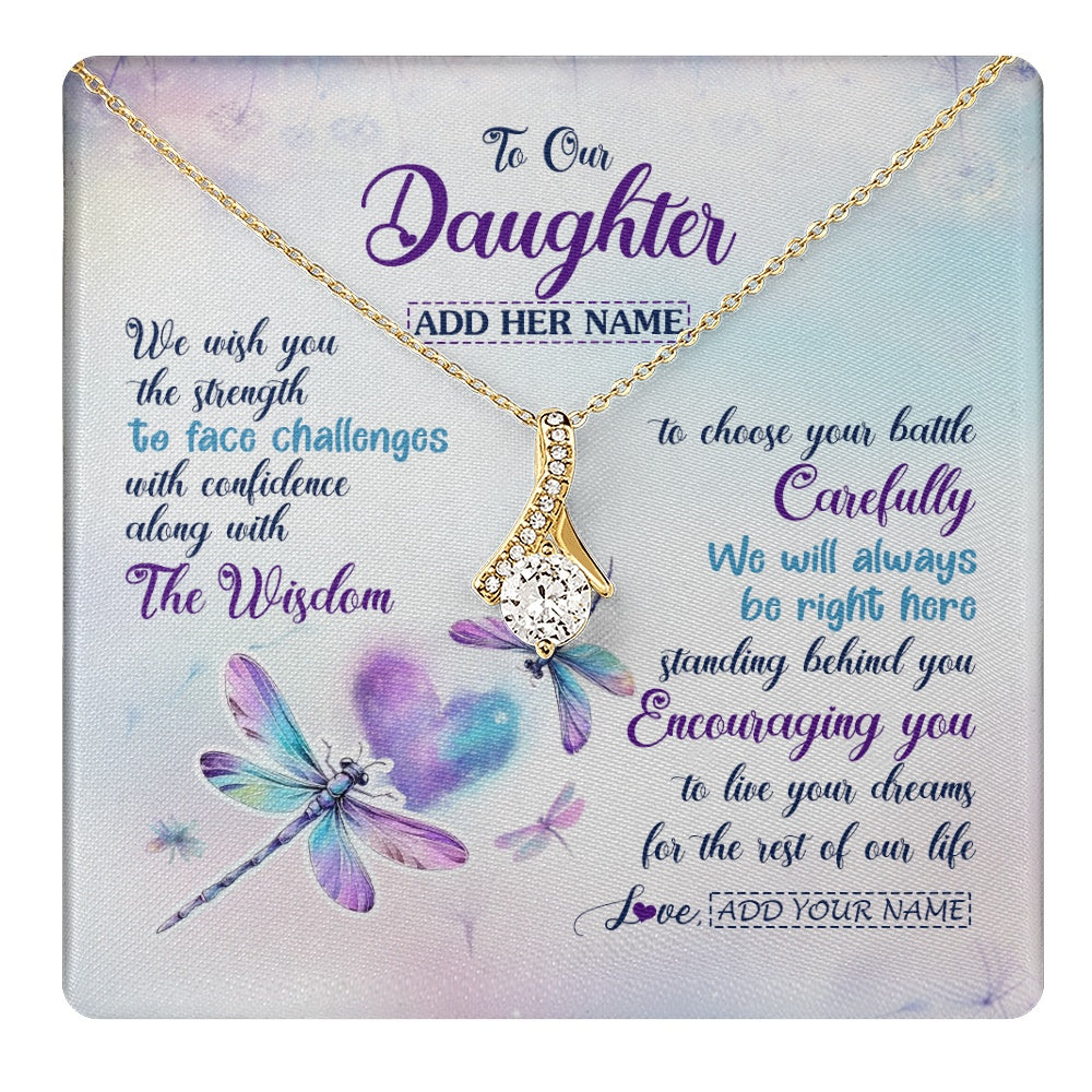 Personalized To Our Daughter Gifts Necklace From Mom Dad Always Be Right Here Dragonfly Birthday For Daughter Christmas Custom Jewelry Gift Box Message Card