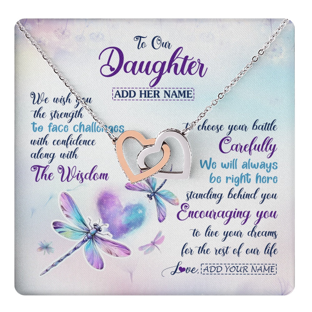 Personalized To Our Daughter Gifts Necklace From Mom Dad Always Be Right Here Dragonfly Birthday For Daughter Christmas Custom Jewelry Gift Box Message Card