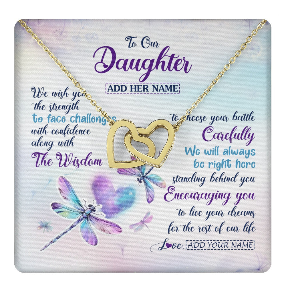 Personalized To Our Daughter Gifts Necklace From Mom Dad Always Be Right Here Dragonfly Birthday For Daughter Christmas Custom Jewelry Gift Box Message Card