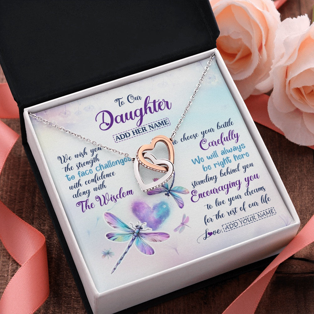 Personalized To Our Daughter Gifts Necklace From Mom Dad Always Be Right Here Dragonfly Birthday For Daughter Christmas Custom Jewelry Gift Box Message Card