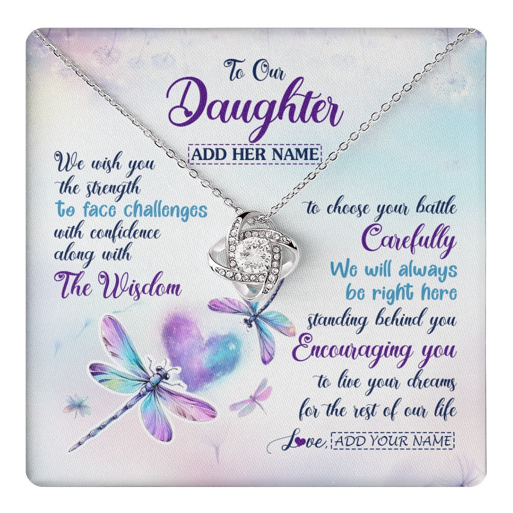 Personalized To Our Daughter Gifts Necklace From Mom Dad Always Be Right Here Dragonfly Birthday For Daughter Christmas Custom Jewelry Gift Box Message Card