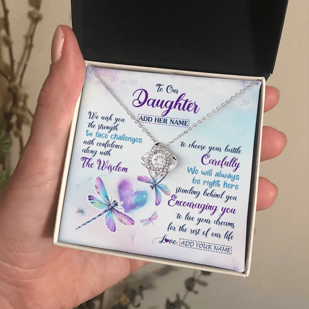 Personalized To Our Daughter Gifts Necklace From Mom Dad Always Be Right Here Dragonfly Birthday For Daughter Christmas Custom Jewelry Gift Box Message Card