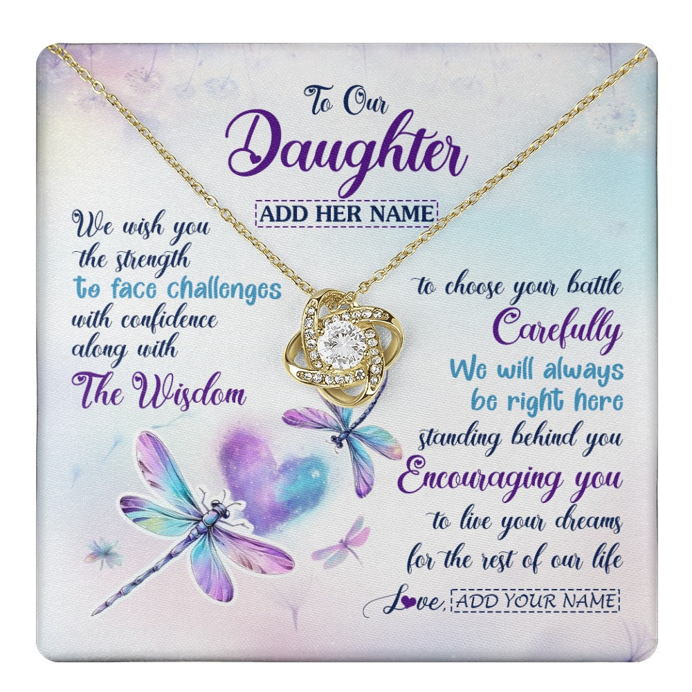 Personalized To Our Daughter Gifts Necklace From Mom Dad Always Be Right Here Dragonfly Birthday For Daughter Christmas Custom Jewelry Gift Box Message Card