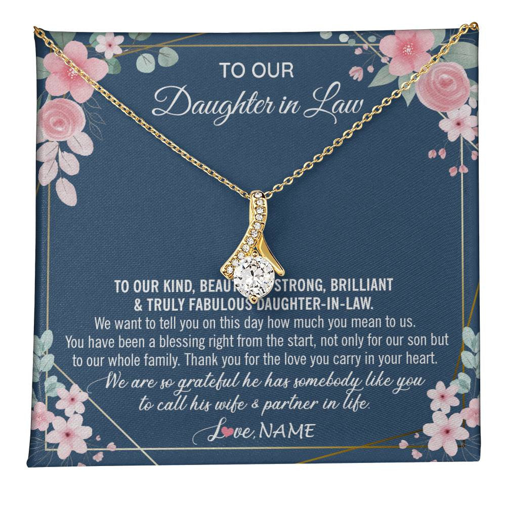 Personalized To Our Daughter In Law Necklace On Wedding Day For Bride From Mother In Law Daughter In Law Jewelry Wedding Day Customized Gift Box Message Card
