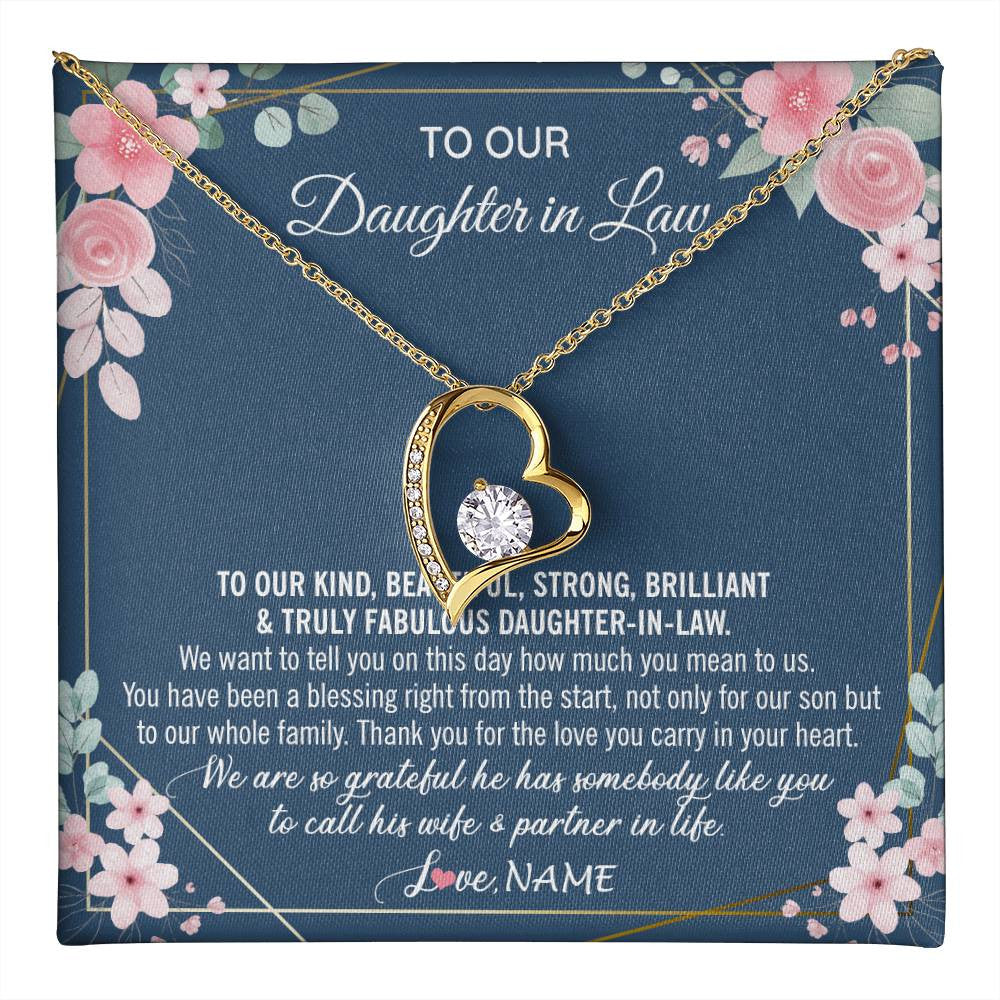 Personalized To Our Daughter In Law Necklace On Wedding Day For Bride From Mother In Law Daughter In Law Jewelry Wedding Day Customized Gift Box Message Card