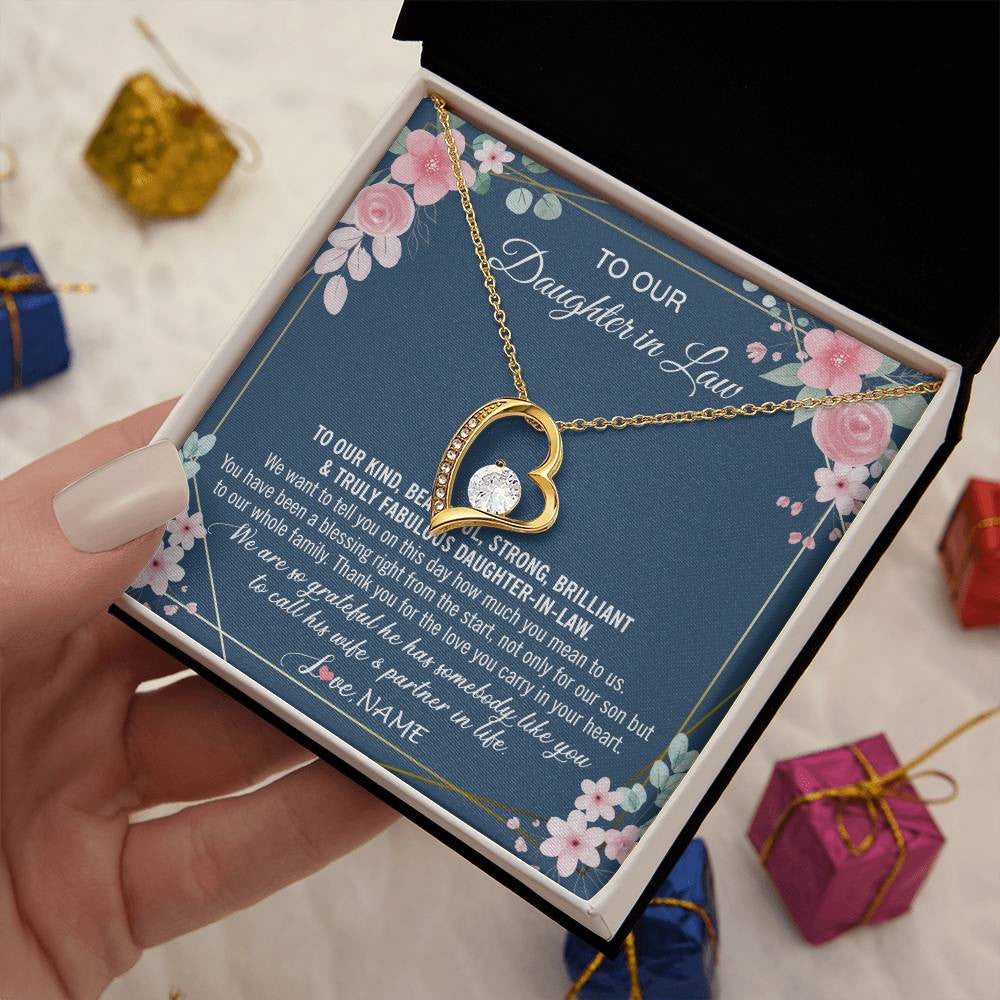 Personalized To Our Daughter In Law Necklace On Wedding Day For Bride From Mother In Law Daughter In Law Jewelry Wedding Day Customized Gift Box Message Card