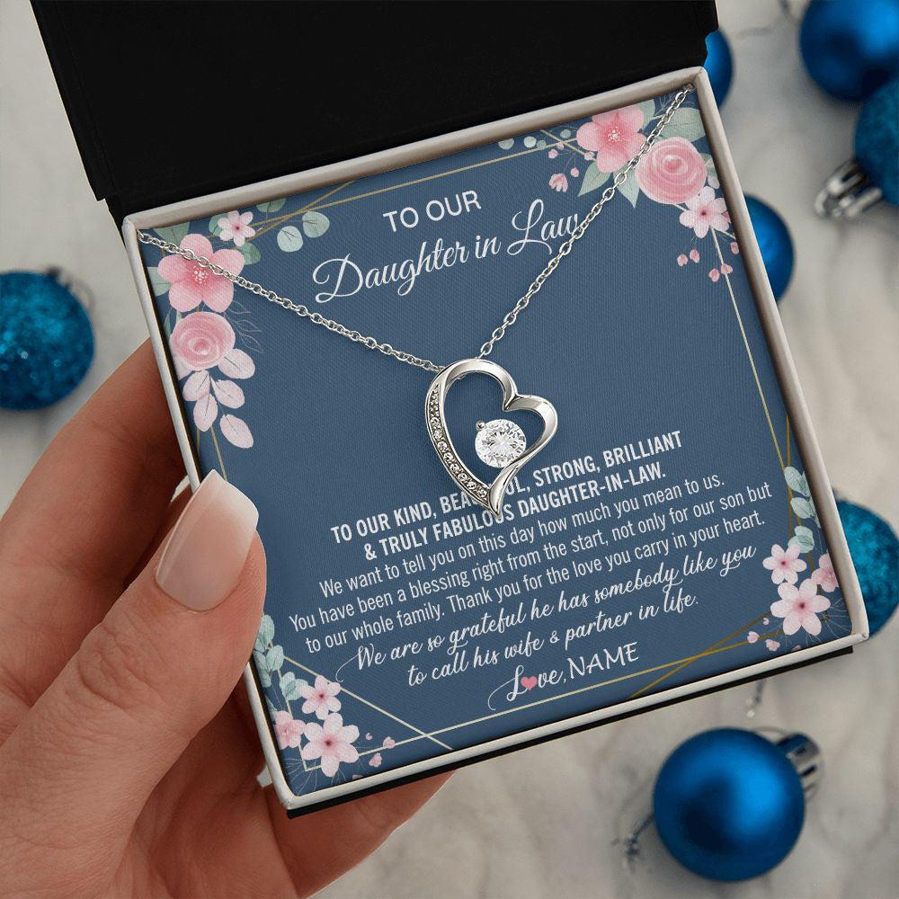 Personalized To Our Daughter In Law Necklace On Wedding Day For Bride From Mother In Law Daughter In Law Jewelry Wedding Day Customized Gift Box Message Card