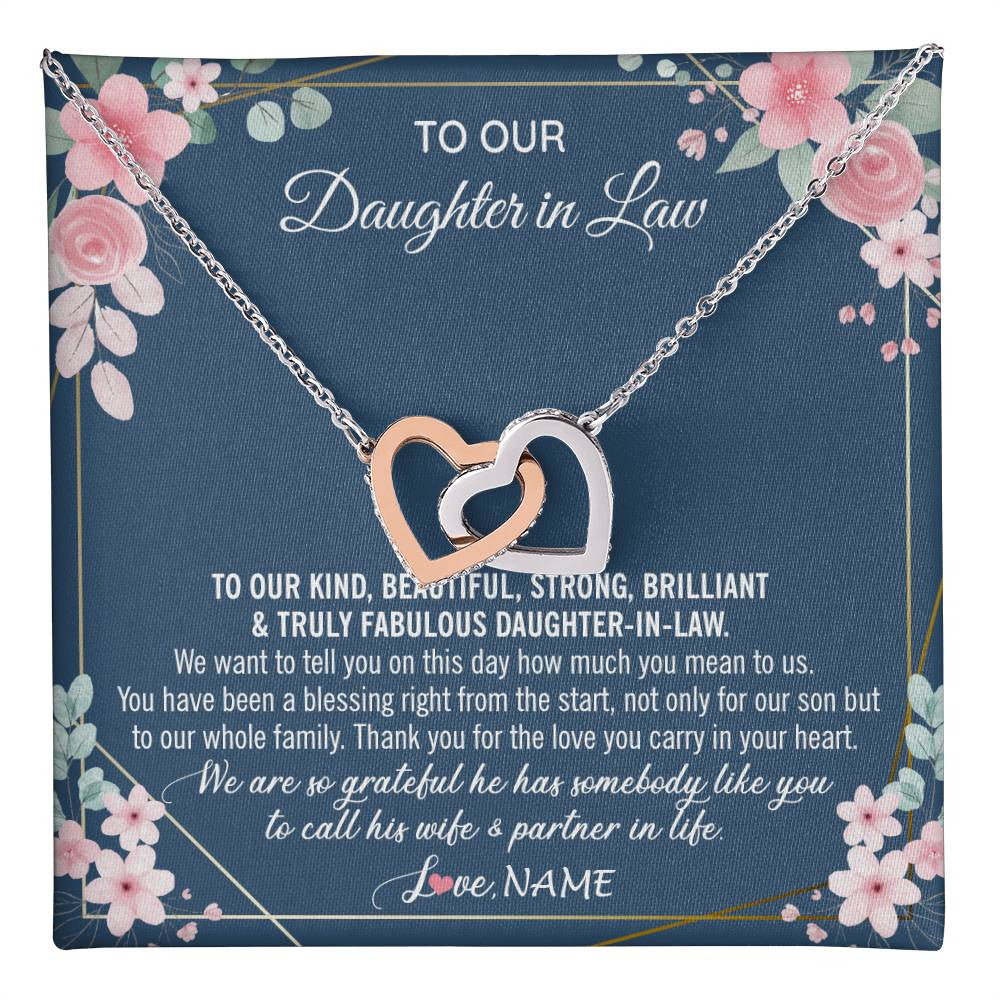 Personalized To Our Daughter In Law Necklace On Wedding Day For Bride From Mother In Law Daughter In Law Jewelry Wedding Day Customized Gift Box Message Card