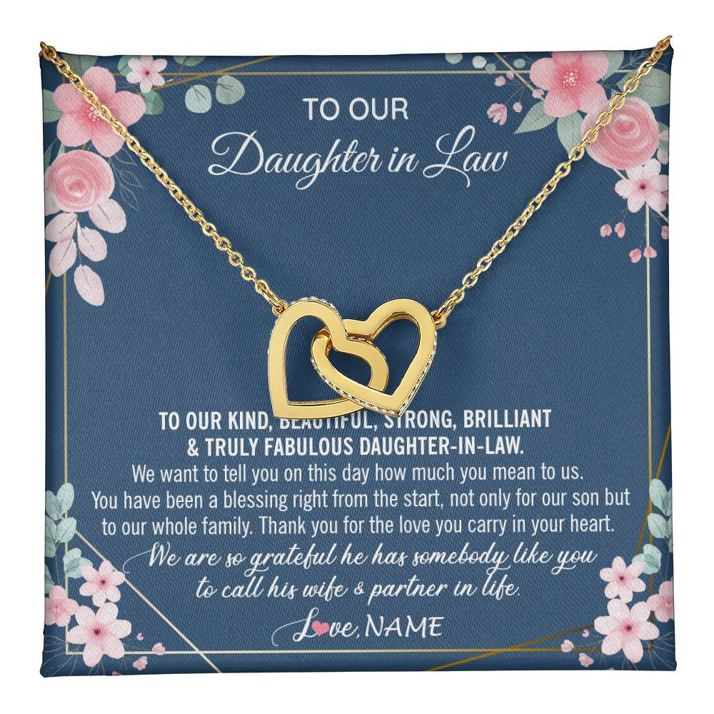 Personalized To Our Daughter In Law Necklace On Wedding Day For Bride From Mother In Law Daughter In Law Jewelry Wedding Day Customized Gift Box Message Card