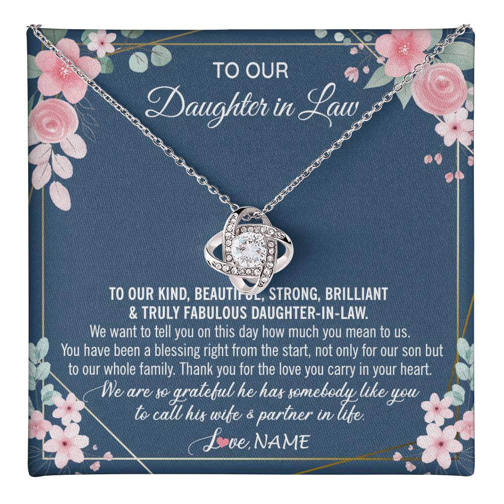 Personalized To Our Daughter In Law Necklace On Wedding Day For Bride From Mother In Law Daughter In Law Jewelry Wedding Day Customized Gift Box Message Card