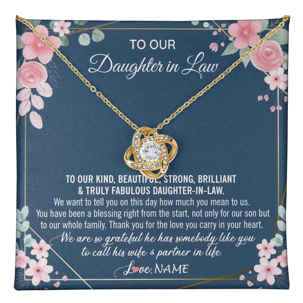Personalized To Our Daughter In Law Necklace On Wedding Day For Bride From Mother In Law Daughter In Law Jewelry Wedding Day Customized Gift Box Message Card