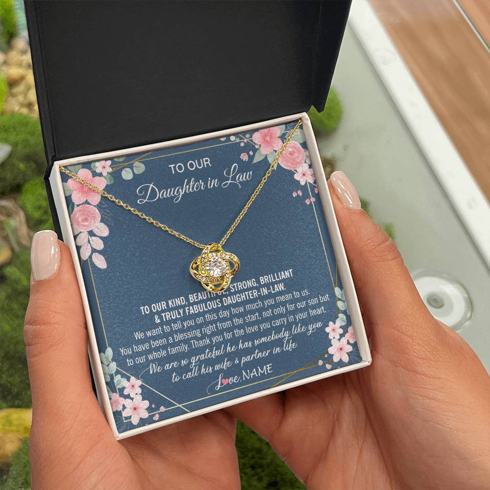 Personalized To Our Daughter In Law Necklace On Wedding Day For Bride From Mother In Law Daughter In Law Jewelry Wedding Day Customized Gift Box Message Card